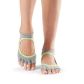 Heather Grey-Lime - Back - Toesox Womens-Ladies Bellarina Half Toe Socks