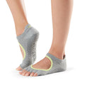Heather Grey-Lime - Side - Toesox Womens-Ladies Bellarina Half Toe Socks