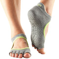 Heather Grey-Lime - Front - Toesox Womens-Ladies Bellarina Half Toe Socks