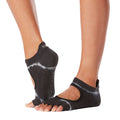 Black-White - Back - Toesox Womens-Ladies Bellarina Horizon Half Toe Socks