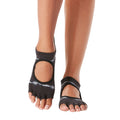 Black-White - Side - Toesox Womens-Ladies Bellarina Horizon Half Toe Socks