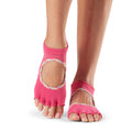 Pink - Back - Toesox Womens-Ladies Bellarina Jetset Half Toe Socks