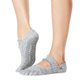 Grey - Back - Toesox Womens-Ladies Mia Misty Toe Socks