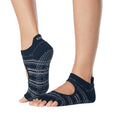 Black-Grey - Back - Toesox Womens-Ladies Bellarina Solstice Half Toe Socks