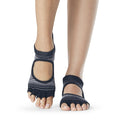 Black-Grey-White - Back - Toesox Womens-Ladies Bellarina Static Half Toe Socks