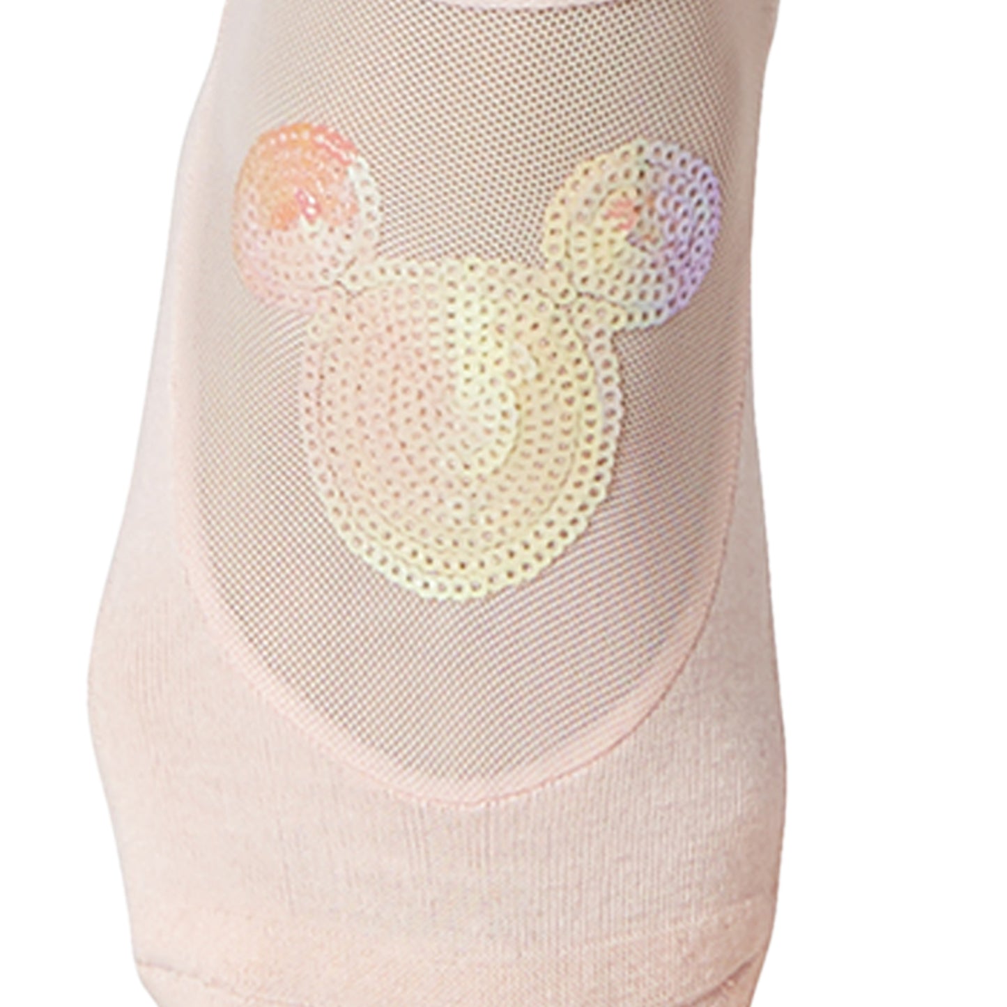 Peach - Side - Tavi Noir Womens-Ladies Maddie Sparkle Mickey Mouse Disney Gripped Liner Socks