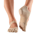 Nude - Front - Toesox Womens-Ladies Prima Bellarina Leather Toe Socks
