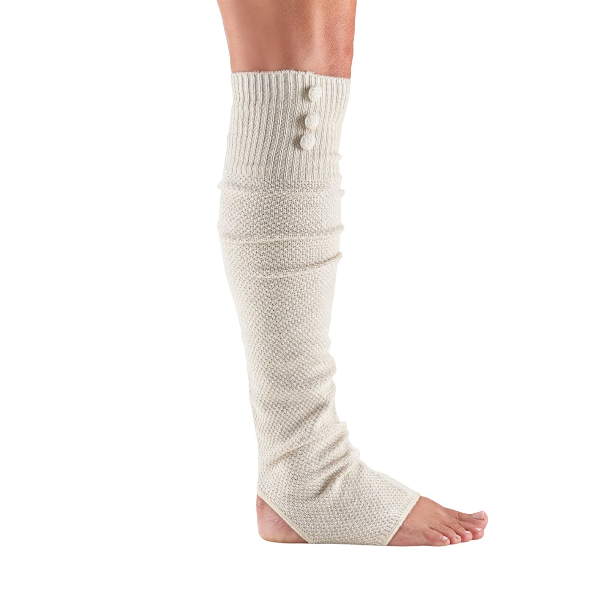 Vanilla - Side - Toesox Womens-Ladies Rae Open Heel Leg Warmers