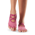 Pink - Back - Toesox Womens-Ladies Elle Exquisite Half Toe Socks
