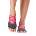 Grey-Pink-Blue - Front - Toesox Womens-Ladies Half Toe Socks