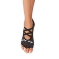 Black - Side - Toesox Womens-Ladies Elle Horizon Half Toe Socks