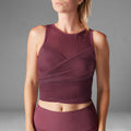 Garnet - Pack Shot - Tavi Noir Womens-Ladies Pleated Sports Bra