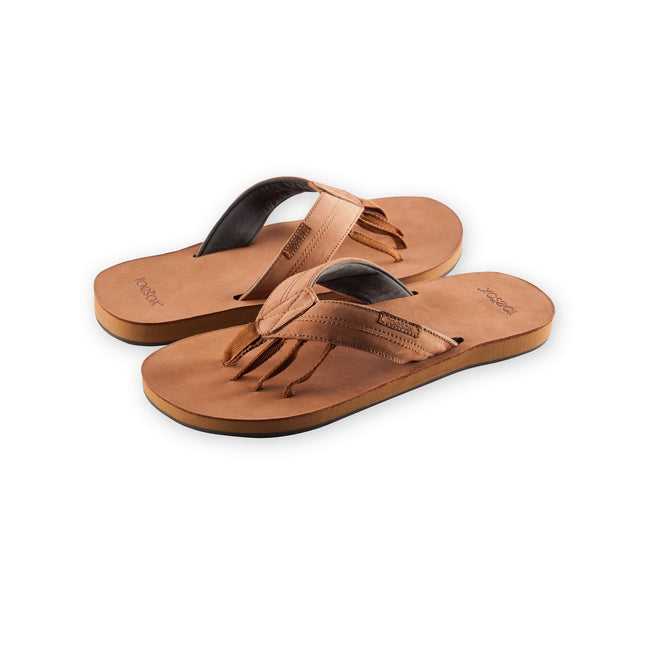 Teak Brown - Lifestyle - Toesox Mens Encino Leather Sandals