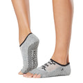 Grey - Back - Toesox Womens-Ladies Luna Motto Half Toe Socks