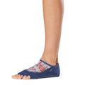 Blue - Side - Toesox Womens-Ladies Luna Santa Fe Half Toe Socks