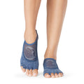 Blue - Back - Toesox Womens-Ladies Luna Starpower Half Toe Socks
