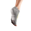 Heather Grey-Lime - Side - Toesox Womens-Ladies Contrast Half Toe Plie Dance Socks