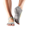 Heather Grey-Lime - Front - Toesox Womens-Ladies Contrast Half Toe Plie Dance Socks