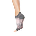 Grey-Light Pink - Side - Toesox Womens-Ladies Echo Half Toe Socks