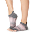 Grey-Light Pink - Front - Toesox Womens-Ladies Echo Half Toe Socks