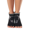 Black-White - Back - Toesox Womens-Ladies Evermore Half Toe Socks