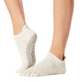 Oatmeal - Side - Toesox Womens-Ladies Low Rise Toe Socks