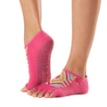 Pink - Back - Toesox Womens-Ladies Luna Bon Voyage Half Toe Socks