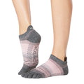Grey-Light Pink - Front - Toesox Womens-Ladies Echo Toe Socks
