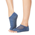 Blue - Back - Toesox Womens-Ladies Luna Crescent Moon Half Toe Socks