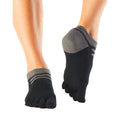Black-Grey - Front - Toesox Womens-Ladies Midweight No Show Ankle Socks