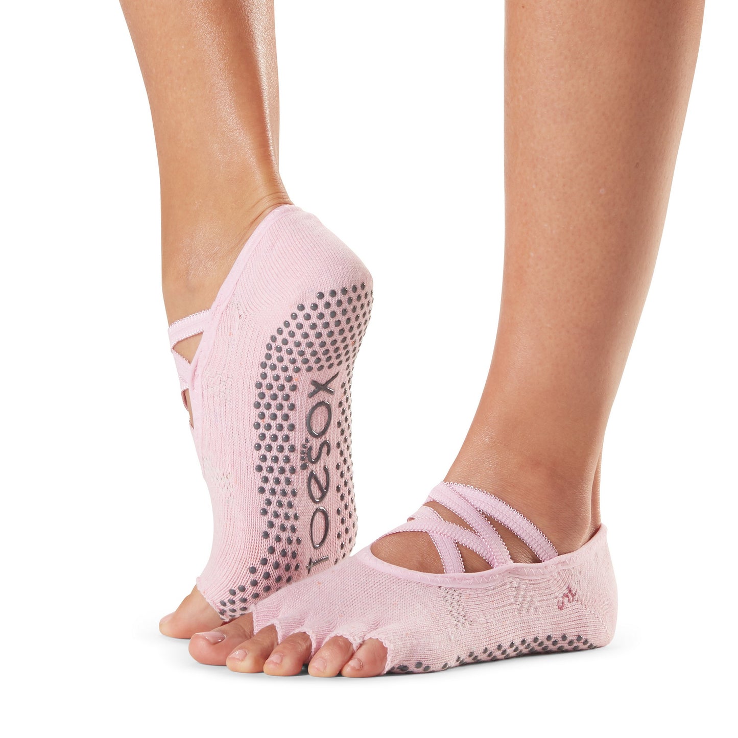 Pink - Back - Toesox Womens-Ladies Elle Allure Half Toe Socks