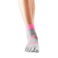 Pink-Grey - Side - Toesox Womens-Ladies Minnie Toe Socks