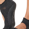 Grey - Side - Toesox Womens-Ladies Bella Merci Gripped Half Toe Socks
