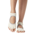 Oatmeal - Back - Toesox Womens-Ladies Bellarina Organic Cotton Gripped Half Toe Socks