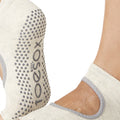 Oatmeal - Side - Toesox Womens-Ladies Bellarina Organic Cotton Gripped Half Toe Socks
