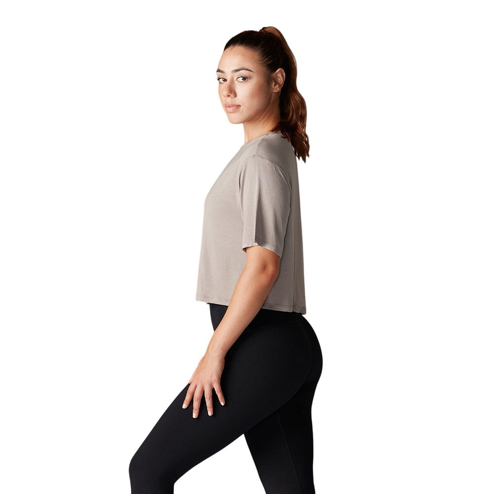 Brown - Side - Tavi Noir Womens-Ladies Crop T-Shirt