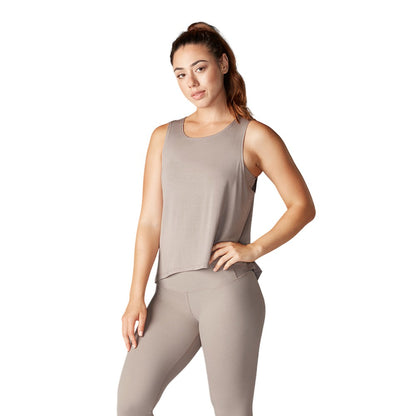 Brown - Front - Tavi Noir Womens-Ladies High Low Hem Tank Top