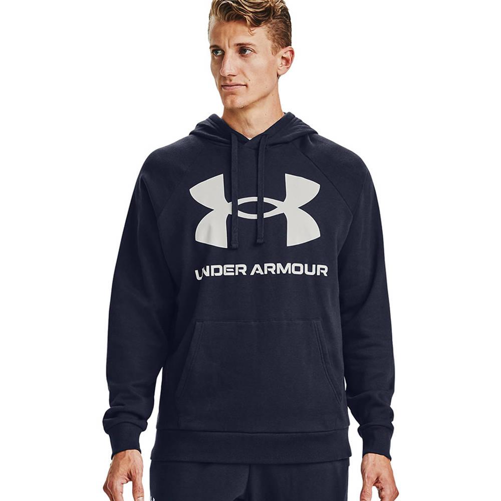 Navy Blue - Back - Under Armour Mens Rival Fleece Hoodie