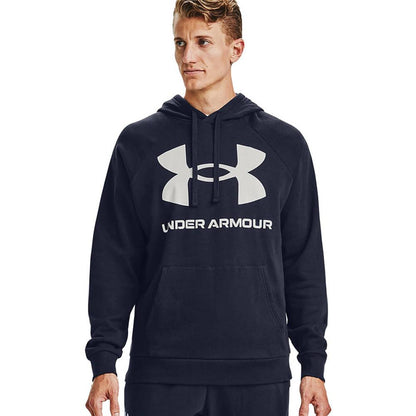 Navy Blue - Back - Under Armour Mens Rival Fleece Hoodie