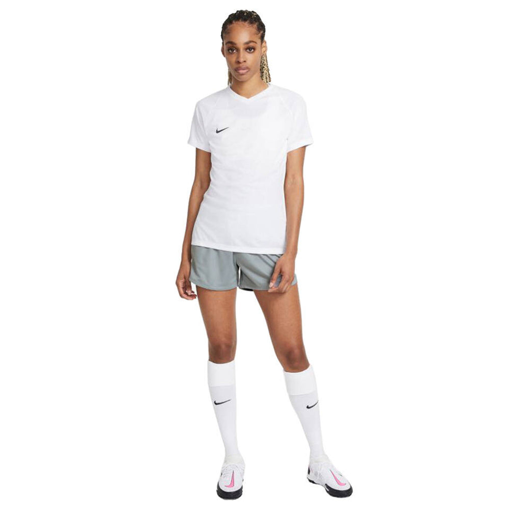 Grey-Silver - Side - Nike Womens-Ladies Dri FIT Academy Shorts