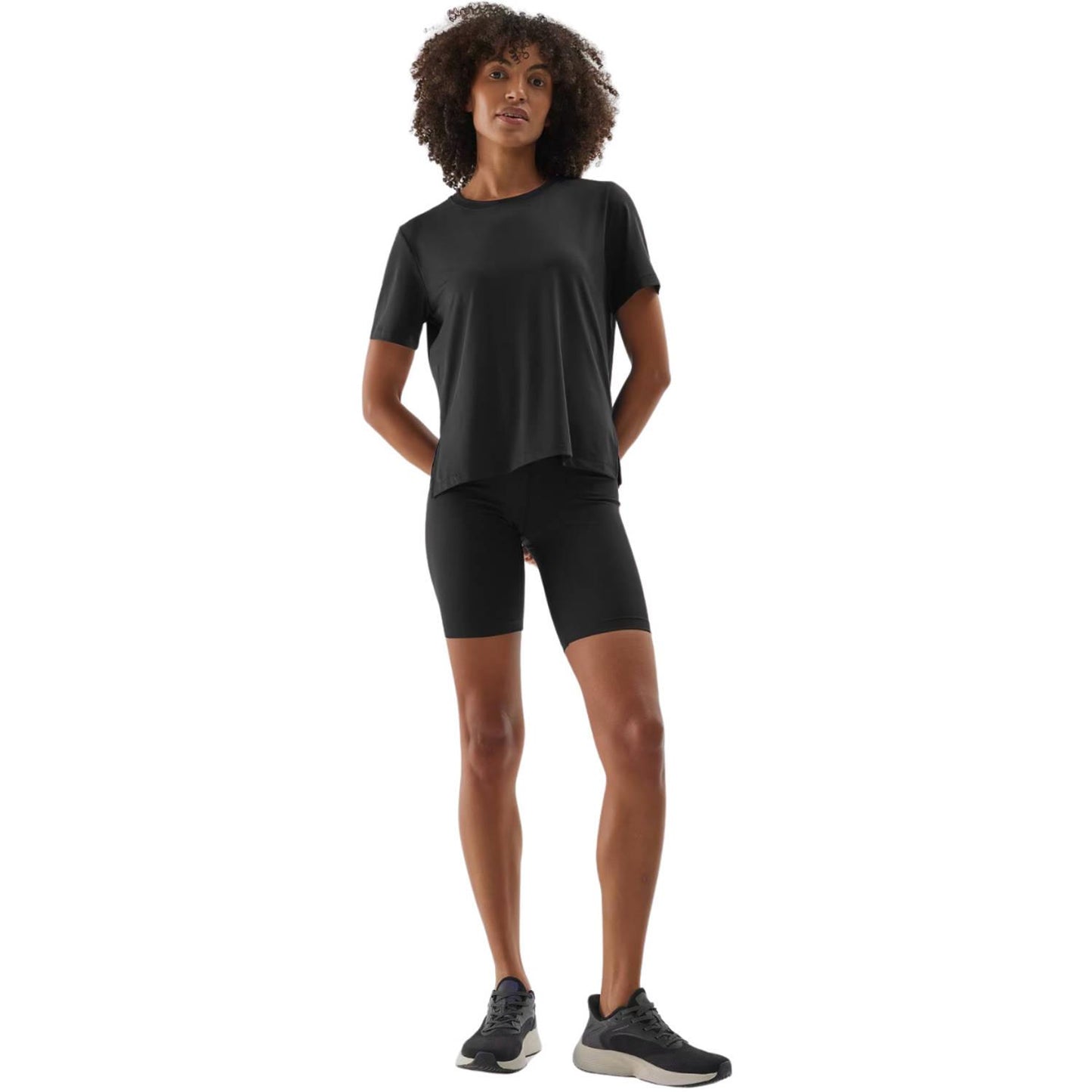 Black - Side - 4F Womens-Ladies 4FWAW24TFSTF012 Short Leggings