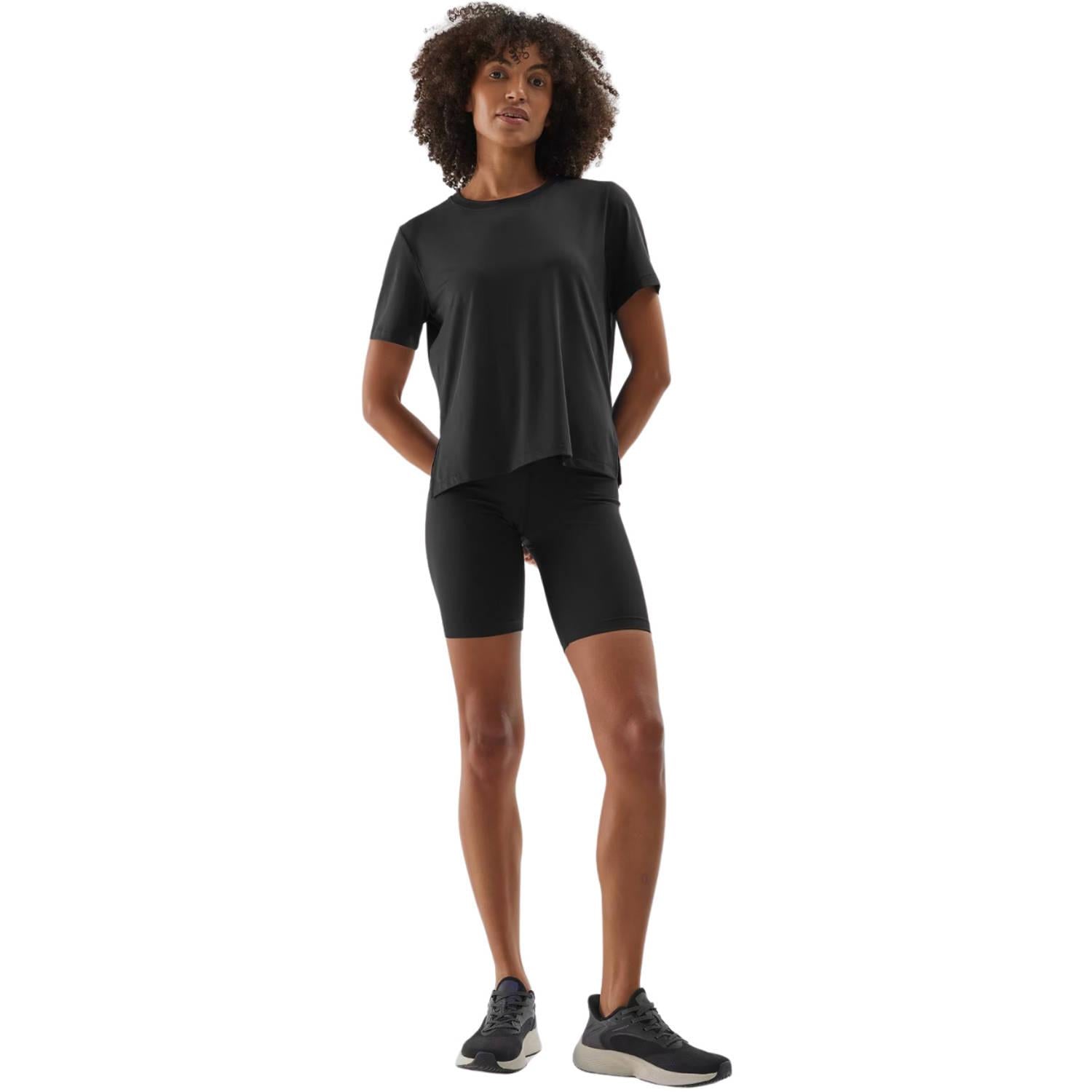 Black - Side - 4F Womens-Ladies 4FWAW24TFSTF012 Short Leggings