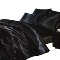 Black - Front - Charisma Satin Bedding Set (Duvet Cover, Fitted Sheet & Pillowcases)