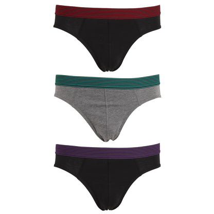 Red-Teal-Purple - Front - Tom Franks Mens Briefs Underwear With Striped Waistband (3 Pack)