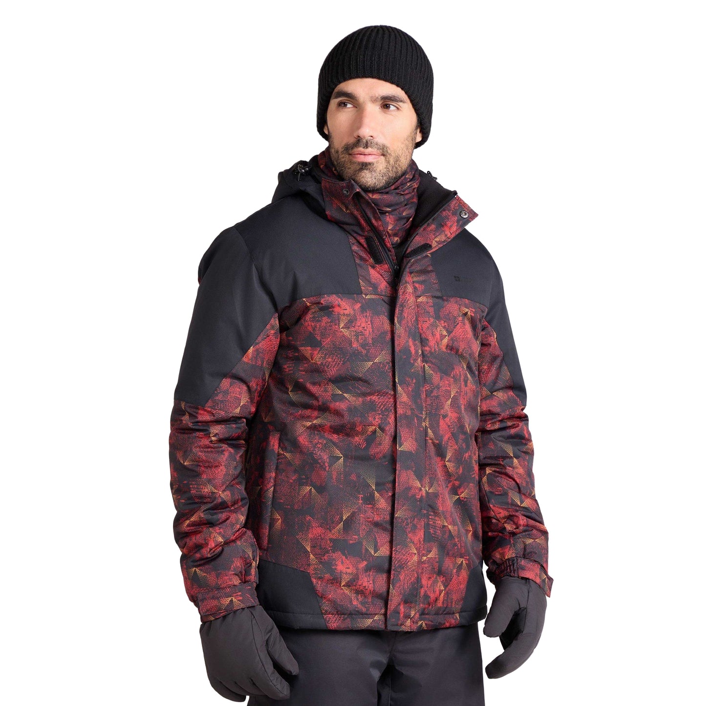Bright Orange - Pack Shot - Mountain Warehouse Mens Shadow II Printed Ski Jacket