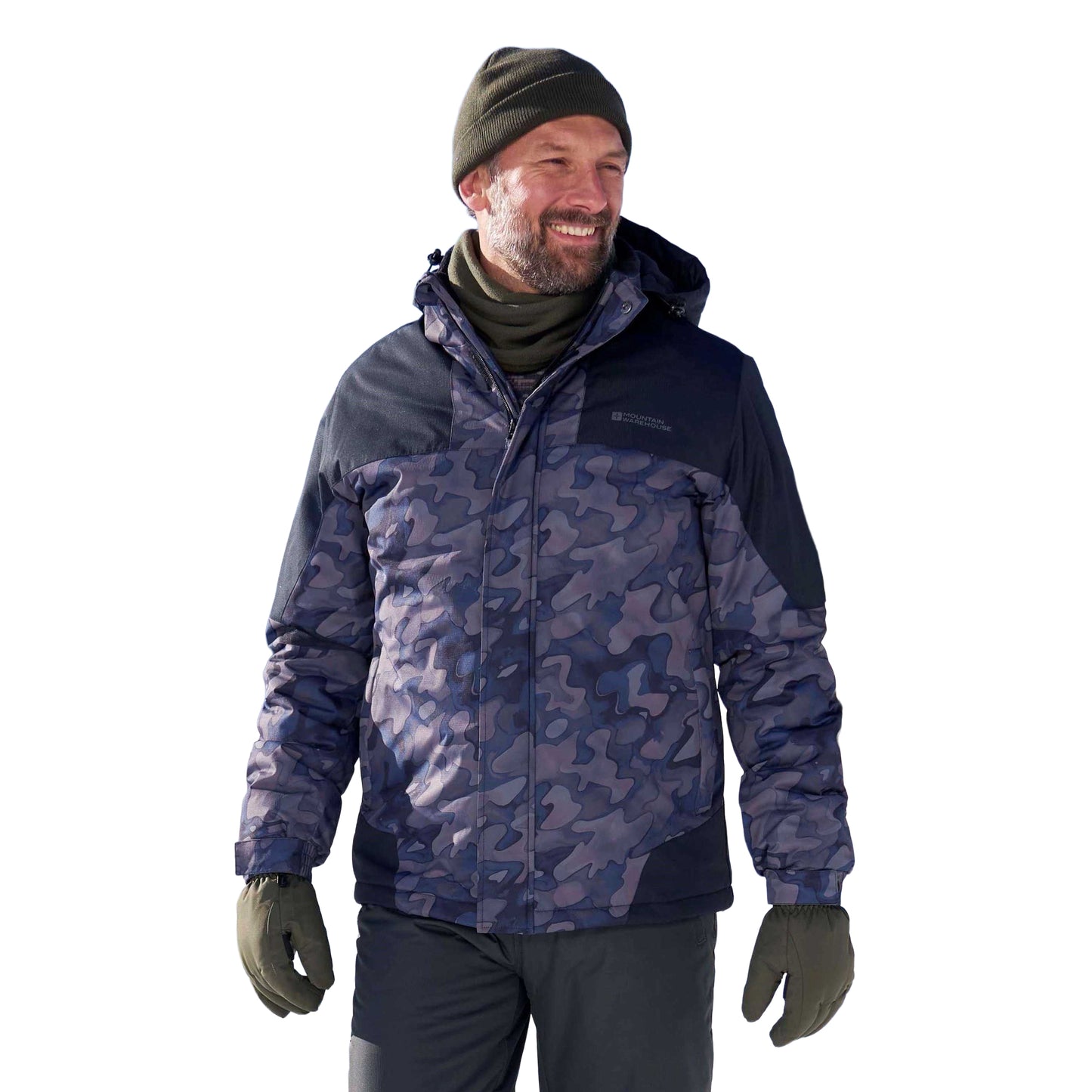 Brown - Pack Shot - Mountain Warehouse Mens Shadow II Printed Ski Jacket