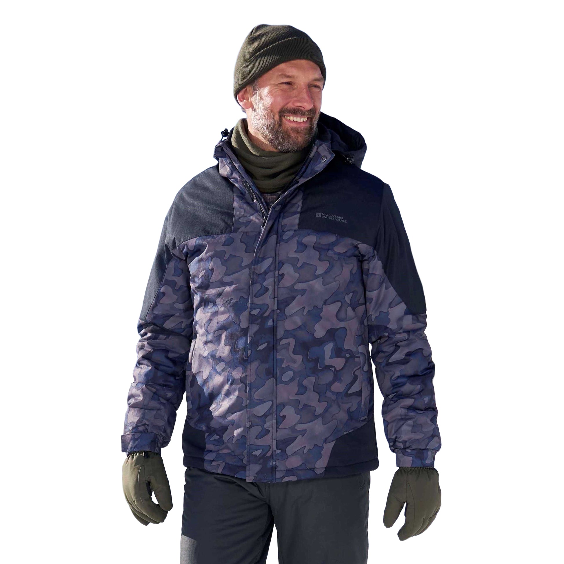 Brown - Pack Shot - Mountain Warehouse Mens Shadow II Printed Ski Jacket