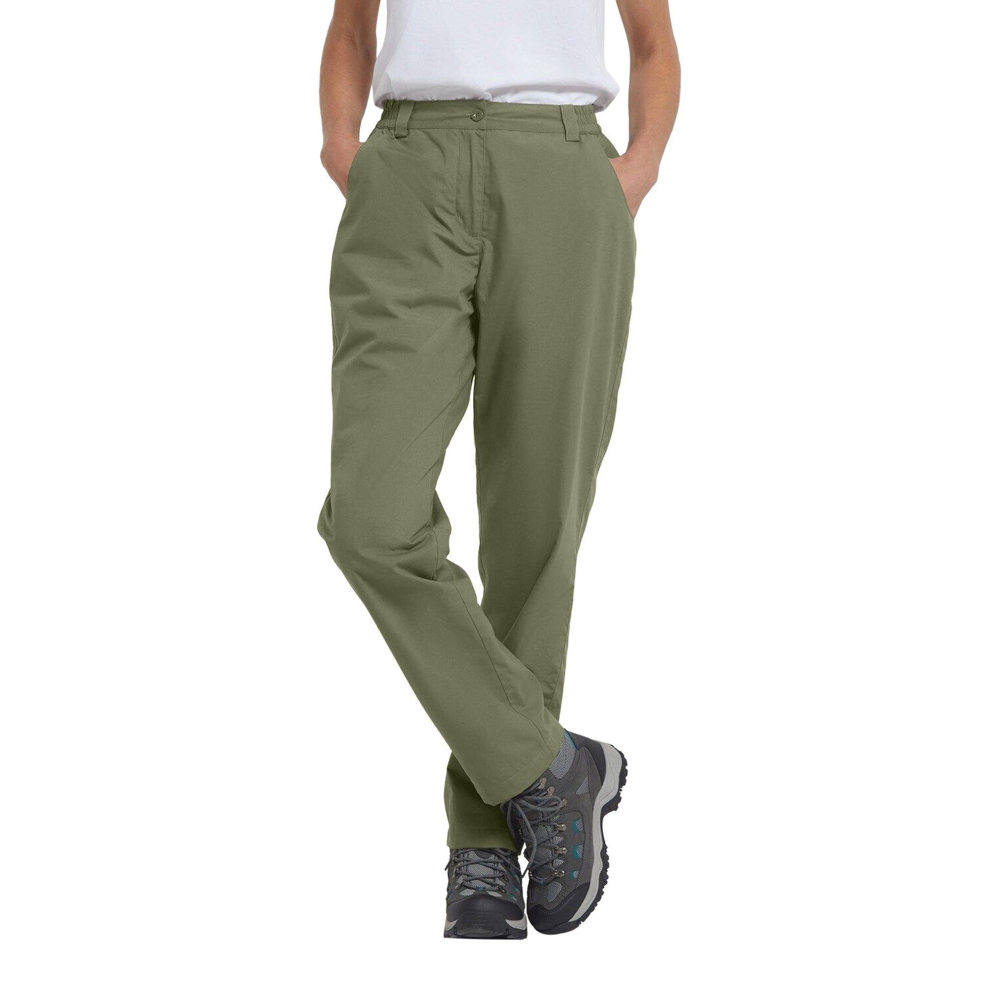 Khaki Green - Close up - Mountain Warehouse Womens-Ladies Trek II Short Winter Hiking Trousers