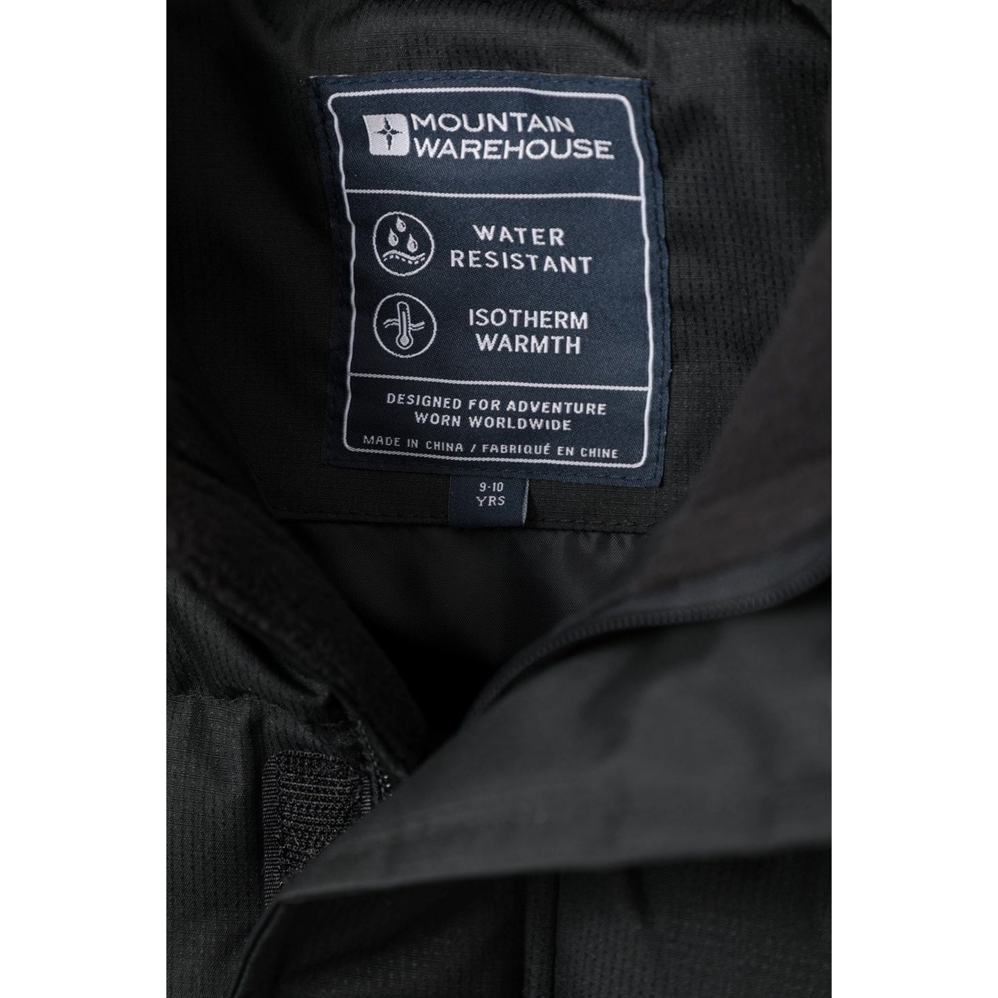 Black - Pack Shot - Mountain Warehouse Childrens-Kids Water Resistant Longline Padded Jacket