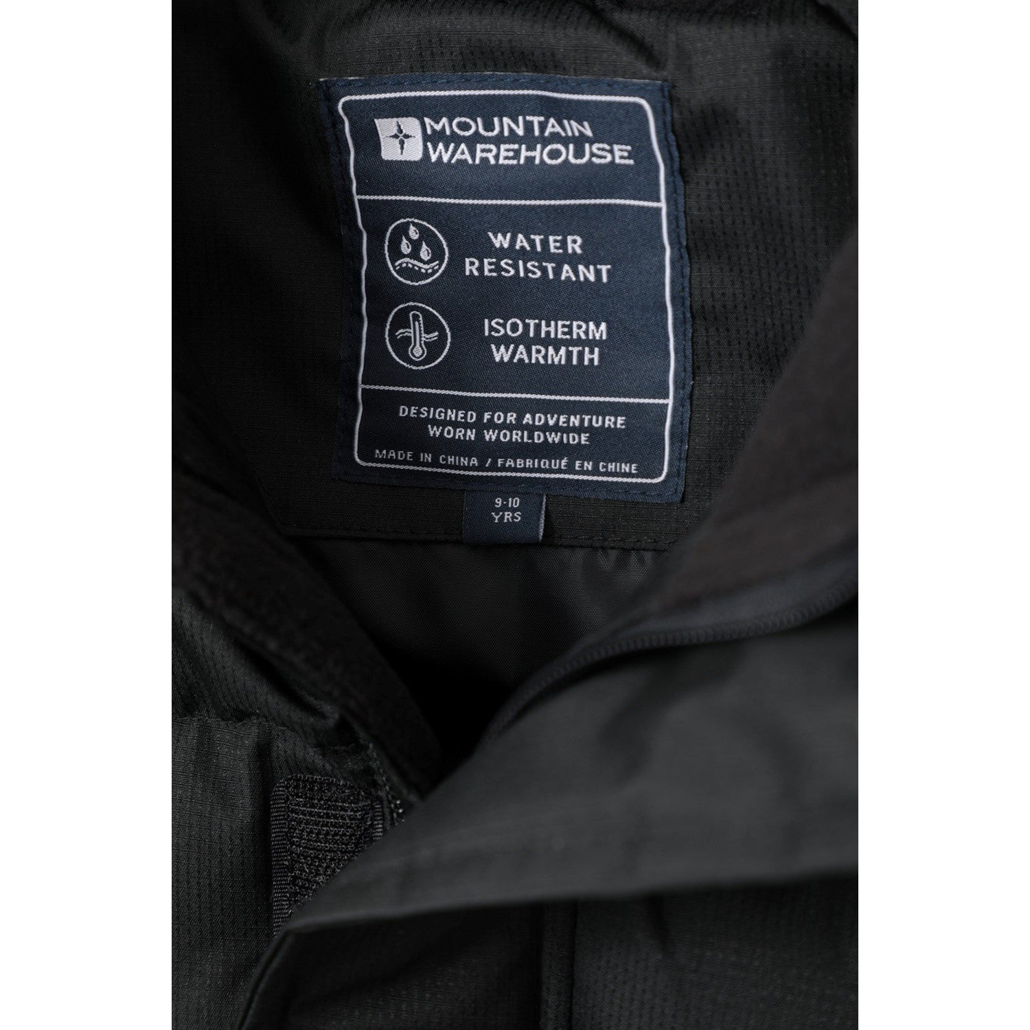 Black - Pack Shot - Mountain Warehouse Childrens-Kids Water Resistant Longline Padded Jacket